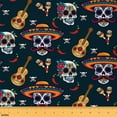 thumbnail image 1 of Castle Fairy Abstract Skull Fabric by the Yard 1 Yard,Music Guitar Home Decor Fabric by the Yard,Bohemian Flower Room Decor Fabric by the Yard,Super Cozy Room Decor, 1 of 6