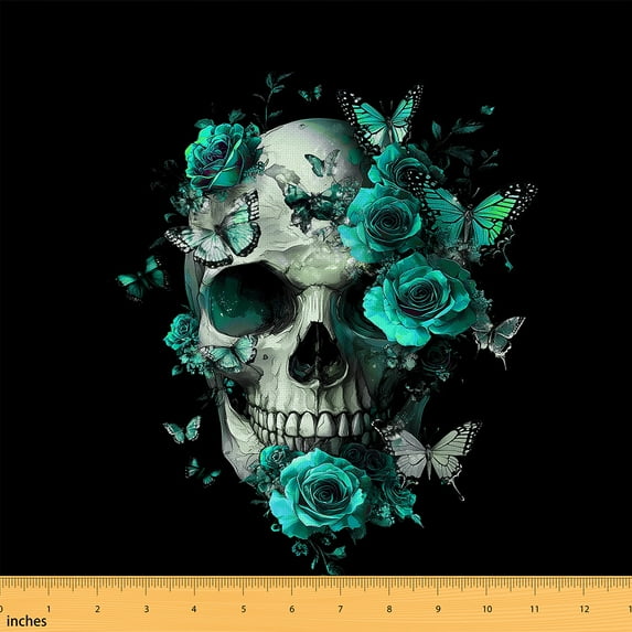 Castle Fairy Abstract Skull Fabric by the Yard 5 Yards for Teens,Gothic Style Fabric for Sewing,Happy Halloween Home Decor Fabric by the Yard,Breathable Home Decor