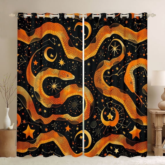 Castle Fairy Abstract Snake Black Out Curtains,Starry Sky Curtains Pack of 2 (42x63 Each)