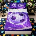 thumbnail image 1 of Castle Fairy Abstract Soccer Zipper Twin Comforter Sets with Fitted Sheet and 2 Pillowcases, Purple Starry Sky Zipper Bedding Set,4-Piece, 1 of 6