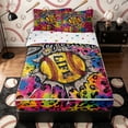thumbnail image 1 of Castle Fairy Abstract Softball Zipper Full Size Comforter Sets with Fitted Sheet and 2 Pillowcases, Gradient Tie-Dye Leopard Print Zipper Bedding Set,4pcs, 1 of 6