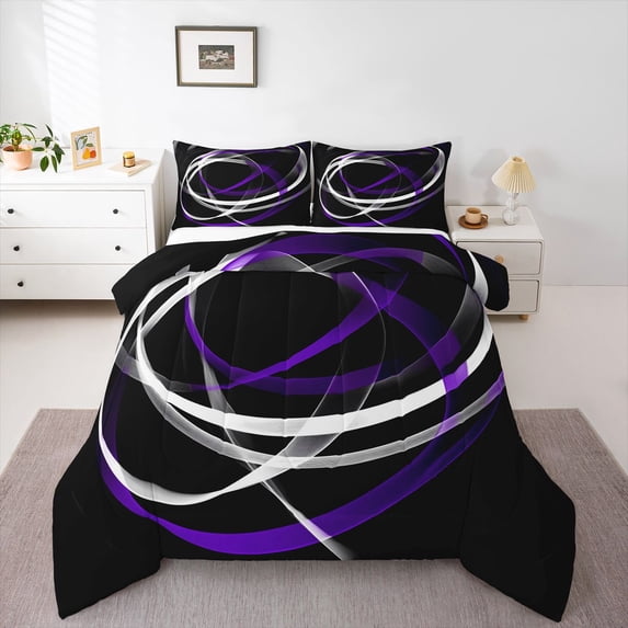 Castle Fairy Abstract Spiral Stripes Twin Comforter Sets,Geometric Lines Bedding Set
