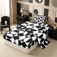 thumbnail image 1 of Castle Fairy Abstract Split Circle Twin Sheets 3pcs,Retro Curved Bedding,Black White,1 Flat Sheet, 1 Fitted Sheet and 1 Pillowcase, 1 of 7