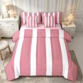 thumbnail image 1 of Castle Fairy Abstract Thin Vertical Stripe King Bedding 7pcs,Mid Century Wide Band King Bed in a Bag,Red White,Reversible, 1 of 7