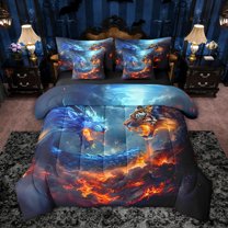 Castle Fairy Abstract Tiger Dragon Twin Bedding Sets,Gothic Bedding Comforter Set