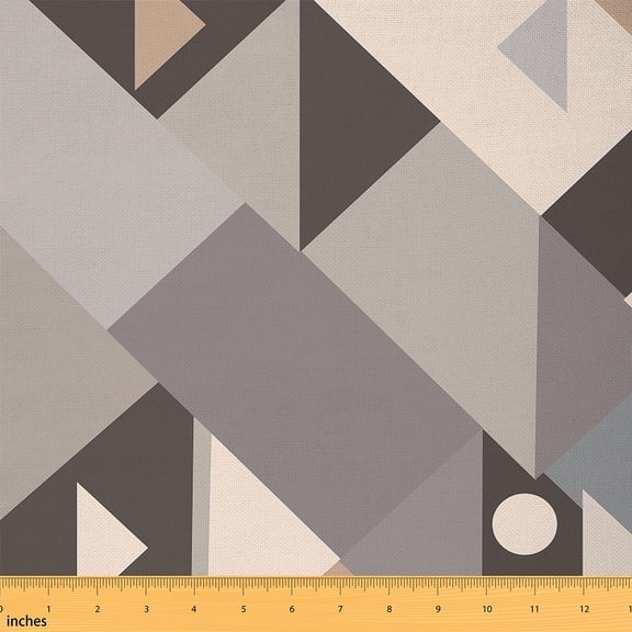 Castle Fairy Abstract Triangle Fabric by the Yard 2 Yards,Grey Wheat Room Decor Fabric by the Yard,Geometric Rectangle Sewing Fabric,Breathable Home Decor