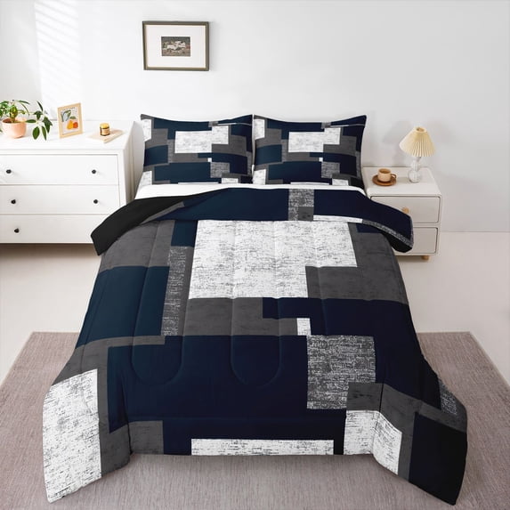 Castle Fairy Abstract Triangle Full Size Comforter Sets,Minimalist Geometric Bedding Sets