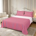 thumbnail image 1 of Castle Fairy Abstract Vertical Stripes Bed Sheets 4-Piece,Minimalist Linear Band Full Size Sheets,Lavender Red,1 Flat Sheet, 1 Fitted Sheet and 2 Pillowcases, 1 of 7