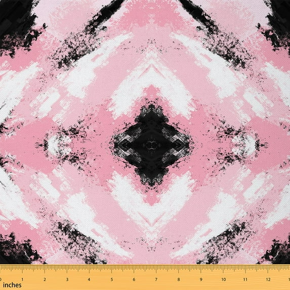 Castle Fairy Abstract Vintage Fabric by the Yard 1 Yard,Watercolor Artwork Home Decor Fabric by the Yard,Geometric Plaid Room Decor Fabric by the Yard,Super Cozy Gradient Room Decor