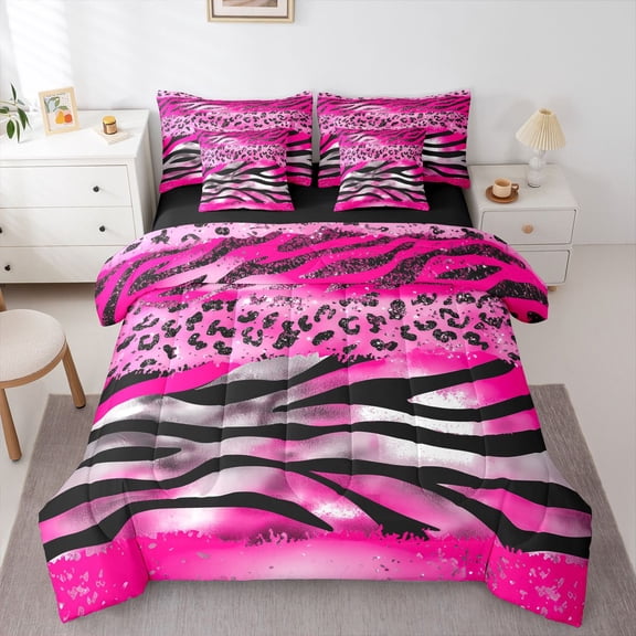 Castle Fairy Abstract Zebra Print Twin Bedding Sets,Leopard Print Bedding Comforter Set