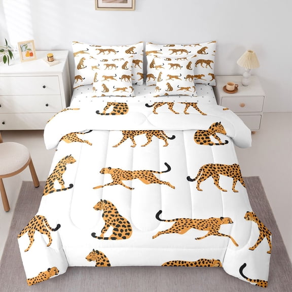 Castle Fairy Adults Cheetah Wildlife Twin Bedding Sets,Animal Bedding Comforter Set