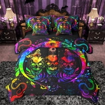 Castle Fairy Adults Female Men Abstract Gradient Skull Twin Bedding Sets 7-Piece,Bohemian Starry Sky Bedding Comforter Set Microfiber,Gothic Style Animal Breathable Sheet Sets,Ultra Soft Home Decor