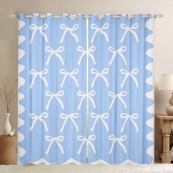 Castle Fairy Adults Female Men Cute Bow-Tie Curtains Pack of 2 (42x84 Each),Dreamy Princess Bow Curtains Blackout,Cartoon Ribbon Bow Knot Bedroom Curtains,Breathable Home Decor