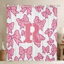 Castle Fairy Adults Female Men Dreamy Princess Letter Monogrammed R Black Out Curtains,Cute Bow Initial Curtains Pack of 2 (42x63 Each),Cartoon Pink Bowtie Bedroom Curtains,Ultra Soft Home Decor