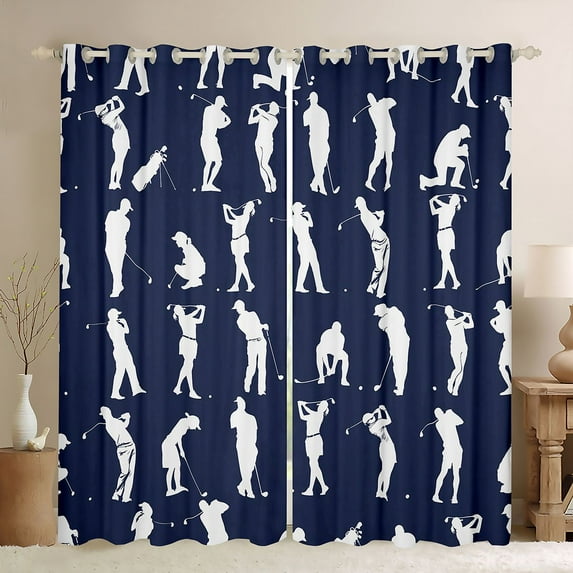 Castle Fairy Adults Female Men Golf Print Curtains Pack of 2 (42x84 Each),Sport Theme Curtains Blackout,Ball Gamer Bedroom Curtains,Ultra Soft Home Decor