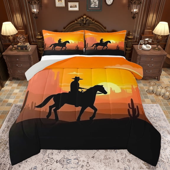 Castle Fairy Queen 3-Piece Southwestern Cowboy Vintage Desert Sunset Comforter Set