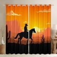 thumbnail image 1 of Castle Fairy Adults Female Men Southwestern Cowboy Blackout Curtains Set of 2 (52x84 Each),Vintage Desert Sunset Window Curtains,Western Exotic Style Curtains and Drapes,Ultra Soft Home Decor, 1 of 6