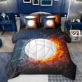 thumbnail image 1 of Castle Fairy Adults Female Men Volleyball Gamer Bedding Comforter Set 7 Pieces,Sport Game Full Bedding Set Lightweight,Abstract Lightning Fitted Sheet Flat Sheet,Luxury Bedroom Decor,Reversible, 1 of 8