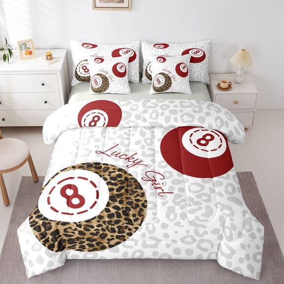Castle Fairy Adults Snooker Billiards Bedding Comforter Set,Cheetah Print Full Bedding Set
