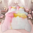thumbnail image 1 of Castle Fairy Adults Women Female Abstract Watercolor Art Bedding Comforter Set 2pcs,Gradient Pink Golden Twin Comforter Sets Microfiber,Ombre Graffiti Splash Breathable Bedding Set, 1 of 8
