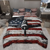 Castle Fairy Airplane Helicopter Twin Comforter Sets,Vintage USA Flag Bedding Set
