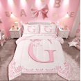thumbnail image 1 of Castle Fairy Alphabet Bow 2pcs Bedding Comforter Set,Dreamy Princess Twin Comforter Sets,Monogrammed Letter Breathable Bedding Set,Lightweight Flower Room Decor,Reversible, 1 of 8
