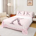 thumbnail image 1 of Castle Fairy Alphabet Bowknot 4-Piece Full Size Sheets,Cheetah Print Bed Sheets,Black Pink Lightweight Sheet Sets,Microfiber Girls Bedroom Decor, 1 of 7