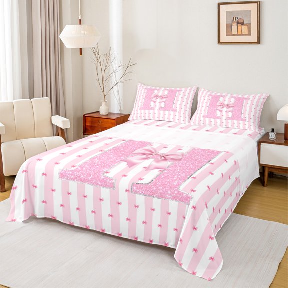 Castle Fairy Alphabet Bowknot 4-Piece Queen Sheet Set
