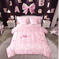 thumbnail image 1 of Castle Fairy Alphabet D Bowknot 7-Piece Bedding Comforter Set for Kids,Sparkling Sequin Crystal King Bedding Sets,Personalized Initial Ultra Soft Bed Sheets,Lightweight Room Decor, 1 of 8