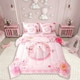 thumbnail image 1 of Castle Fairy Alphabet Rose 7-Piece Twin Bedding Sets,Flower Butterfly Bedding Comforter Set,Polka Dots Breathable Sheet Sets,Lightweight Initial Room Decor,Reversible, 1 of 8