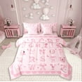thumbnail image 1 of Castle Fairy Alphabet Rose 7-Piece Twin Bedding Sets,Flower Butterfly Bowknot Bedding Comforter Set,Polka Dots Breathable Sheet Sets,Lightweight Initial Room Decor,Reversible, 1 of 8