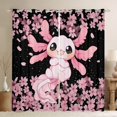 thumbnail image 1 of Castle Fairy Animal Axolotl Salamander Curtains Pack Of 2 (42X84 Each) for Kids Children,Pink Flower Sakura Curtains Blackout,Black Pink Bedroom Curtains,Breathable Home Decor, 1 of 6