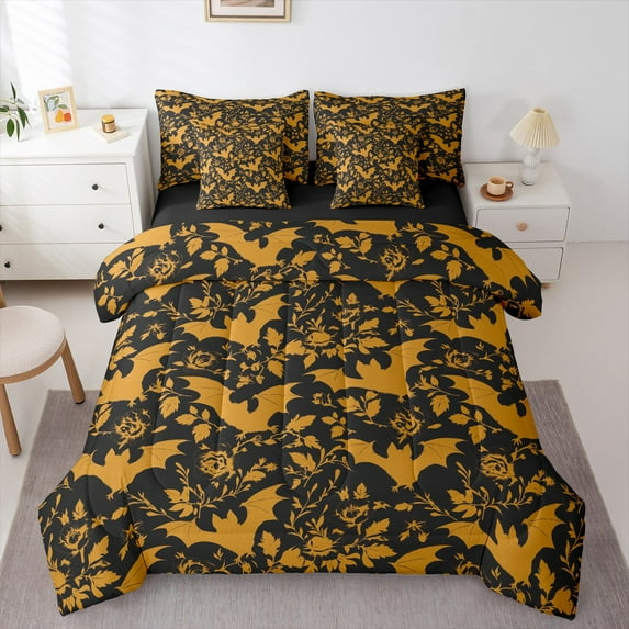 Castle Fairy Animal Bats Twin Bedding Sets,Chic Floral Rose Bedding Comforter Set