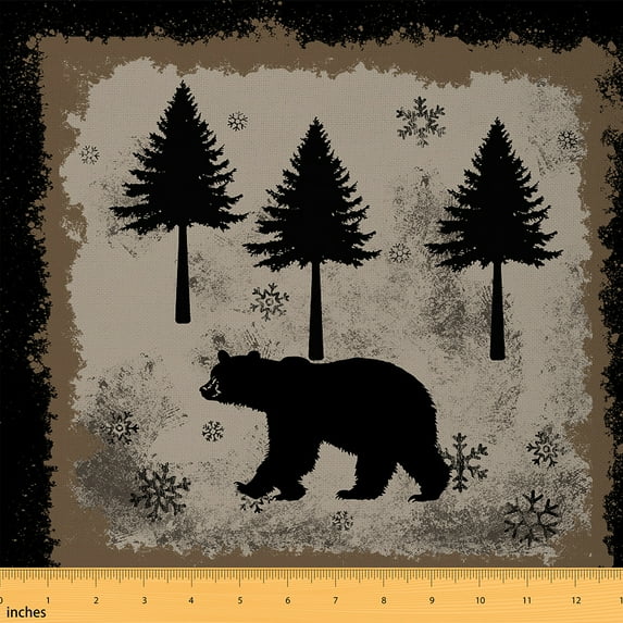 Castle Fairy Animal Bear Boy Fabric by the Yard 1 Yard,Rustic Vintage Home Decor Fabric by the Yard,Jungle Wildlife Room Decor Fabric by the Yard,Ultra Soft Home Decor