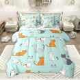 thumbnail image 1 of Castle Fairy Animal Cats Twin Bedding Sets,Teal Orange Bedding Comforter Set, 1 of 8