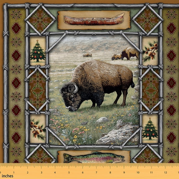 Castle Fairy Animal Cattle Fabric by the Yard 1 Yard,Bohemian Aztec Home Decor Fabric by the Yard,Woodland Wildlife Room Decor Fabric by the Yard,Microfiber Teens Bedroom Decor