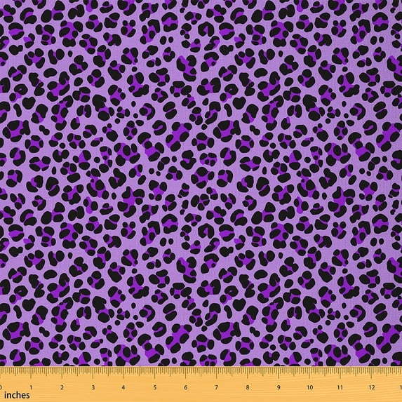 Castle Fairy Animal Cheetah Fabric by the Yard 1 Yard,Leopard Print Home Decor Fabric by the Yard,Black Purple Room Decor Fabric by the Yard,Breathable Abstract Home Decor