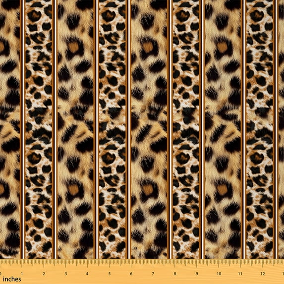 Castle Fairy Animal Cheetah Fabric by the Yard 1 Yard,Leopard Print Home Decor Fabric by the Yard,Geometric Stripes Room Decor Fabric by the Yard,Breathable Abstract Home Decor