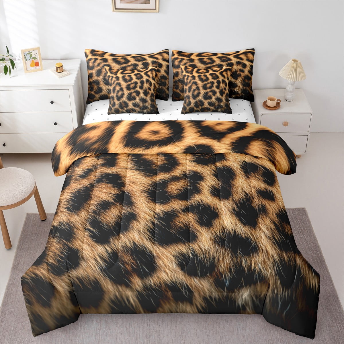 Castle Fairy Animal Cheetah Print Bedding Comforter Set 7 Pieces for ...