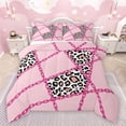 thumbnail image 1 of Castle Fairy Animal Cheetah Print Full Size Comforter Sets 3-Piece for Kids Teens Adults,Geometric Chain Plaid Bedding Comforter Set,Dreamy Princess Lightweight Bedding Sets,Microfiber Bedroom Decor, 1 of 8