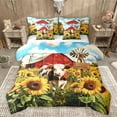thumbnail image 1 of Castle Fairy Animal Cow Bedding Comforter Set 7-Piece for Boys Girls,Rustic Farmhouse Cabin King Bedding Sets,Chic Floral Yellow Sunflowers Ultra Soft Bed Sheets,Breathable Home Decor,Reversible, 1 of 8