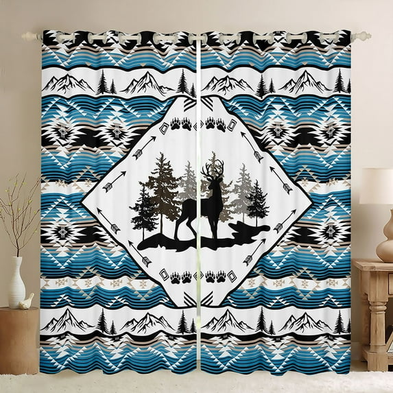 Castle Fairy Animal Deer Black Out Curtains for Female Men Women,Woodland Wildlife Curtains Pack of 2 (42x63 Each),Boho Tribal Aztec Bedroom Curtains,Luxury Bedroom Decor