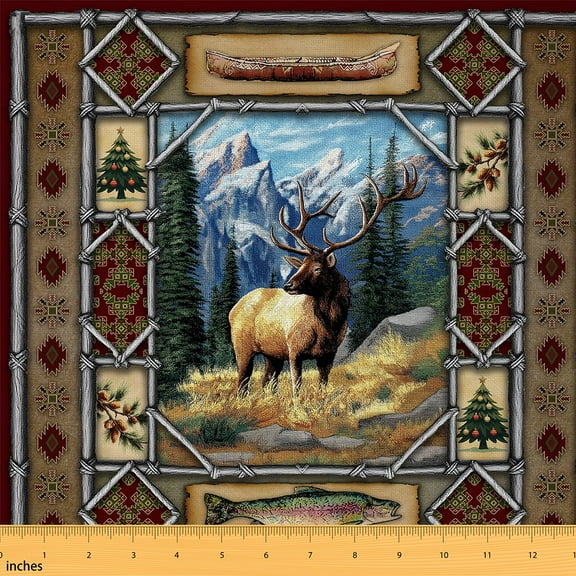 Castle Fairy Animal Deer Fabric by the Yard 10 Yard,Bohemian Aztec Room Decor Fabric by the Yard,Woodland Wildlife Sewing Fabric,Microfiber Teens Bedroom Decor