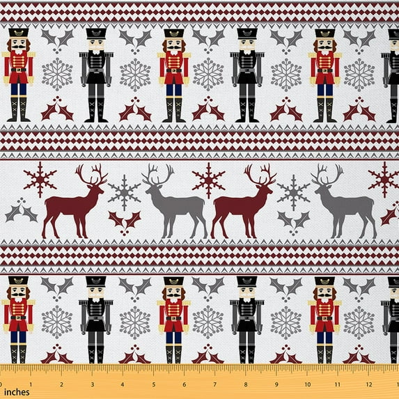 Castle Fairy Animal Deer Fabric by the Yard 5 Yards for Teens,Christmas Nutcracker Fabric for Sewing,Winter Snowflake Home Decor Fabric by the Yard,Lightweight Room Decor
