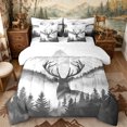 thumbnail image 1 of Castle Fairy Animal Deer Full Size Bedding Sets 7 Pieces,Jungle Moutain Wildlife Full Size Bed in a Bag,Gray Off White,Reversible, 1 of 7
