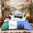 thumbnail image 1 of Castle Fairy Animal Deer K Initial Duvet Cover King,Abstract Camouflage Stripes King Bedding,Teal Blue White,Black Reversible,3 Pieces,No Comforter,1 Duvet Cover and 2 Pillowcases, 1 of 5