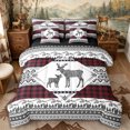 thumbnail image 1 of Castle Fairy Animal Deer King Bedding 7pcs,Bohemian Aztec Wildlife King Bed in a Bag,Black Reversible, 1 of 7