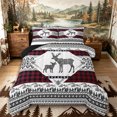 thumbnail image 1 of Castle Fairy Animal Deer Queen Comforter Set 3 Pieces,Bohemian Aztec Wildlife Comforter Sets Queen,Black Reversible,1 Comforter and 2 Pillowcases, 1 of 6