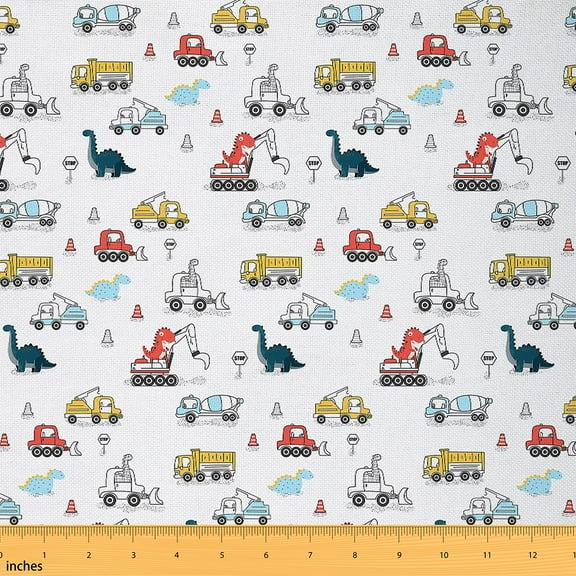 Castle Fairy Animal Dinosaur Boy Fabric by the Yard 1 Yard,Cartoon Truck Home Decor Fabric by the Yard,Car Theme Room Decor Fabric by the Yard,Breathable Home Decor