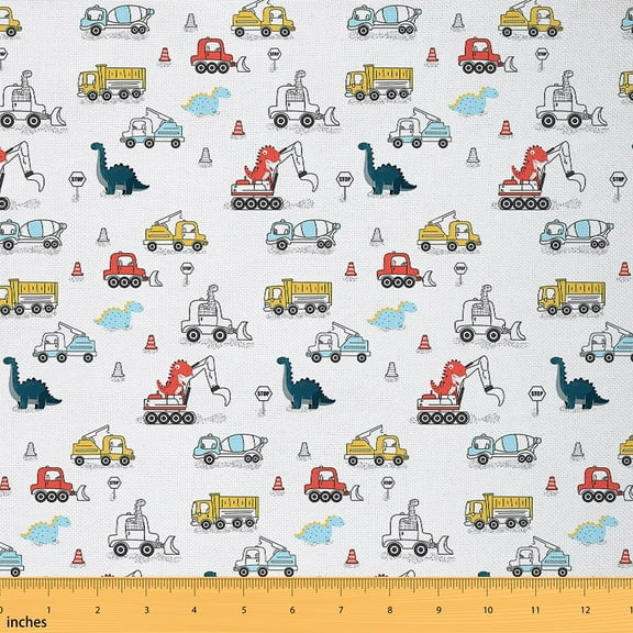 Castle Fairy Animal Dinosaur Boy Fabric by the Yard 2 Yards,Cartoon Truck Room Decor Fabric by the Yard,Car Theme Sewing Fabric,Breathable Home Decor